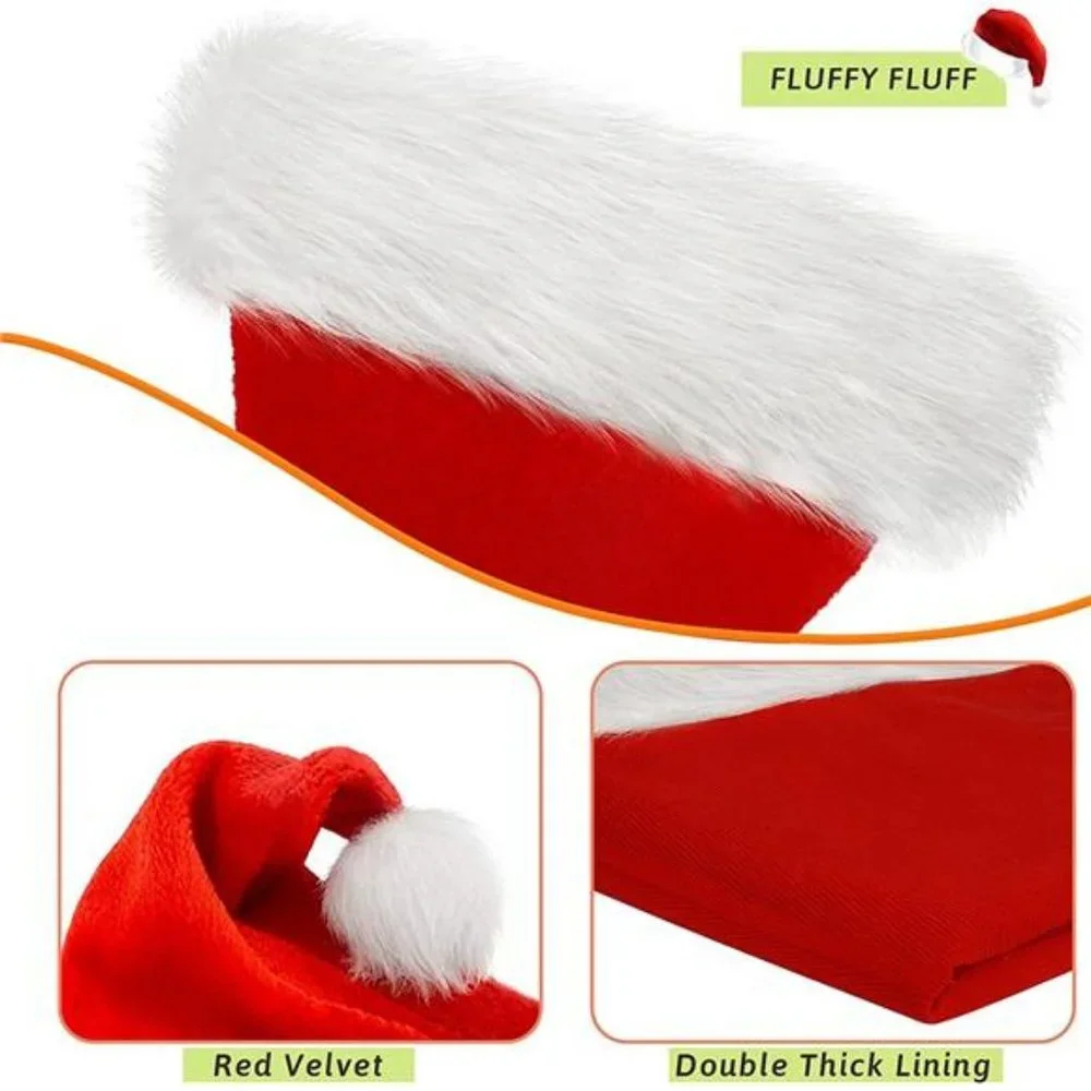 Christmas Hat, Xmas Hat Holiday for Adults Unisex Santa Hat For Party Supplies